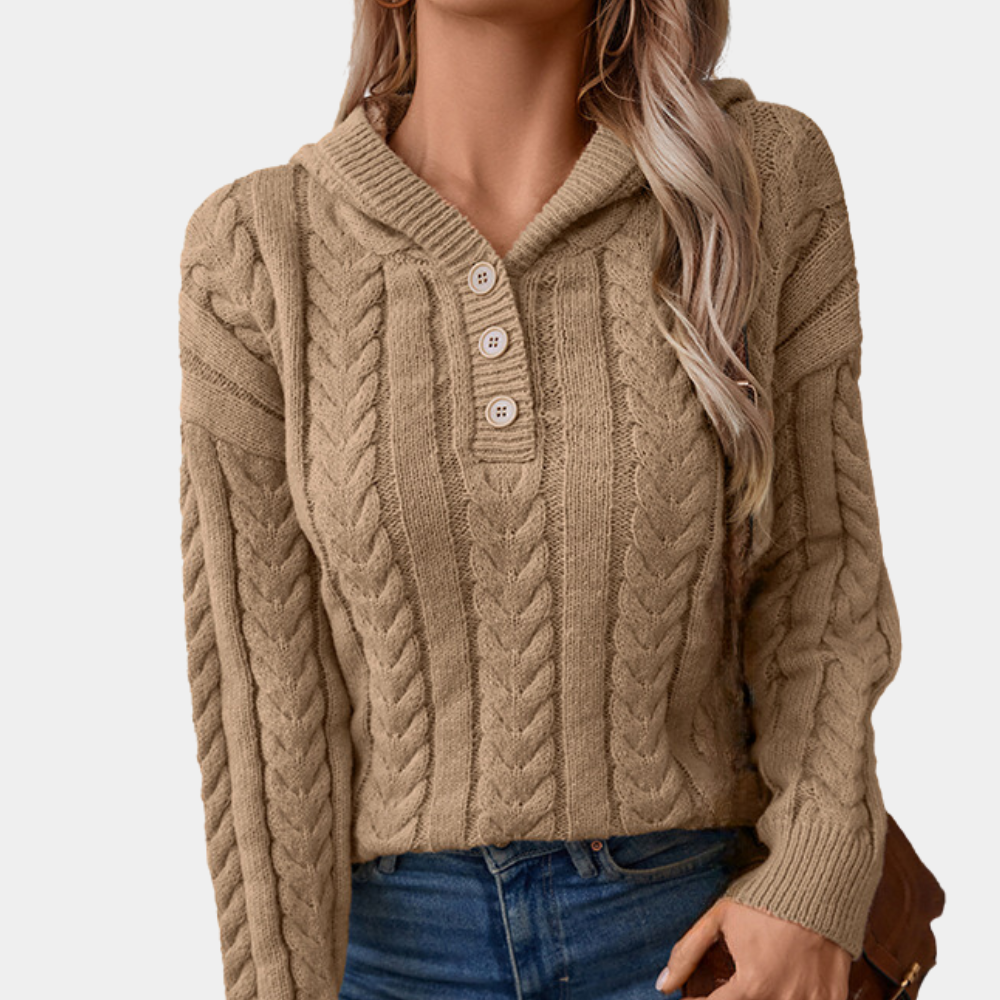 SAMANTHA - Pull Tricoté à Capuche pour Femmes