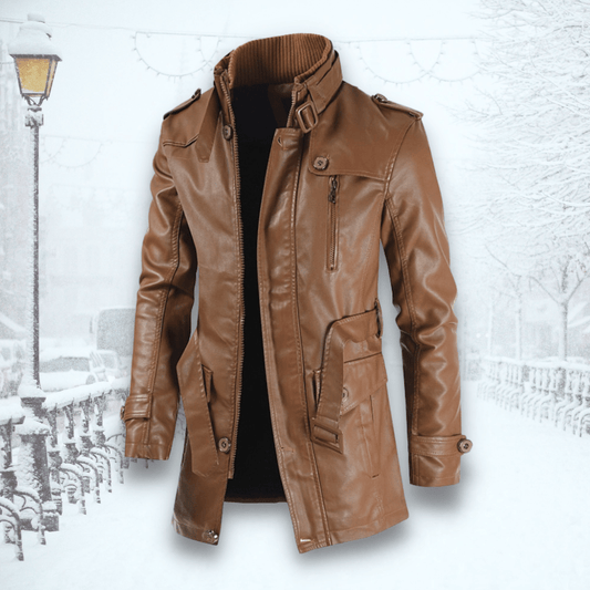 Veste Cuir Verni avec Col Relevé pour Homme | Parfaite pour Le Printemps - LuxeStyle