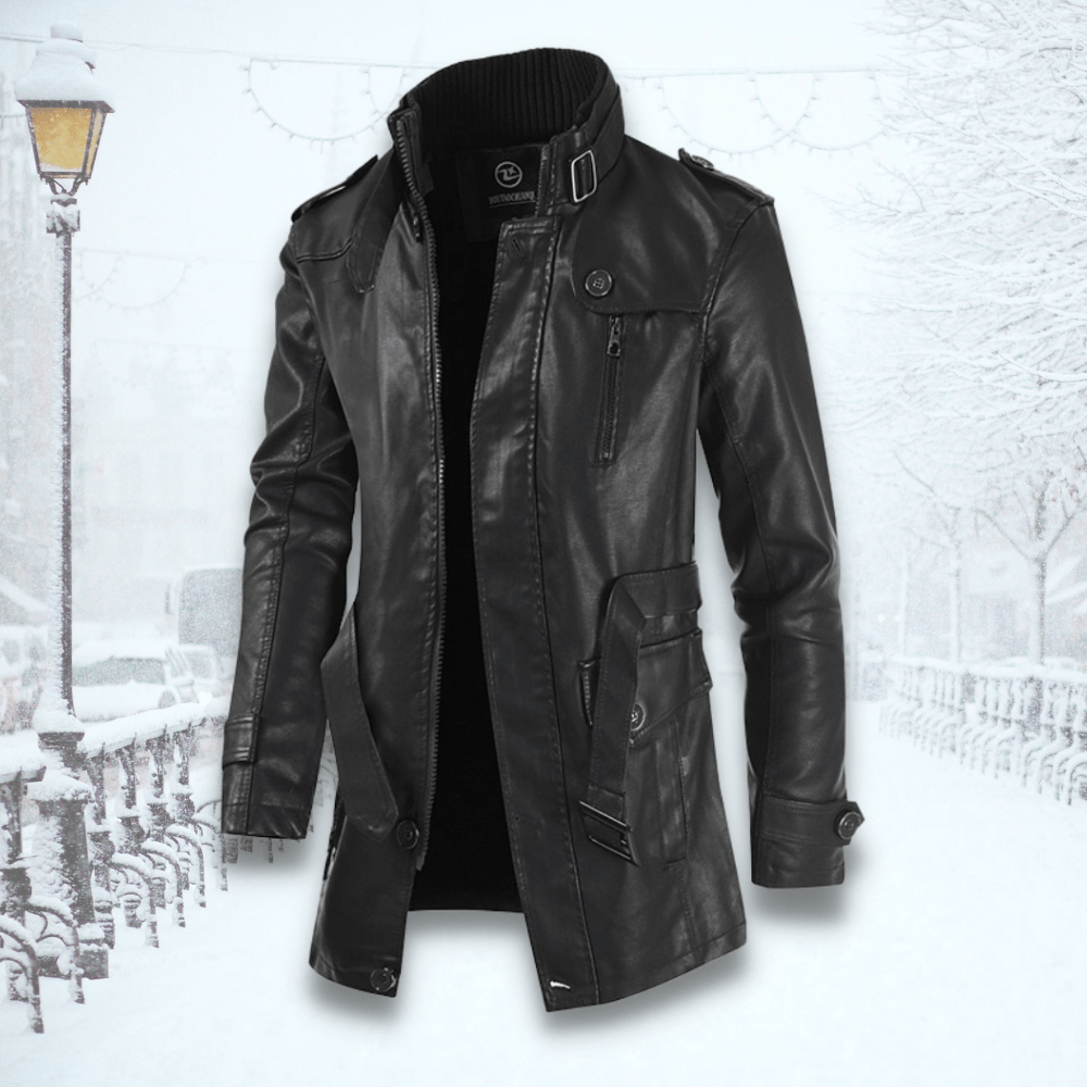 Veste Cuir Verni avec Col Relevé pour Homme | Parfaite pour Le Printemps