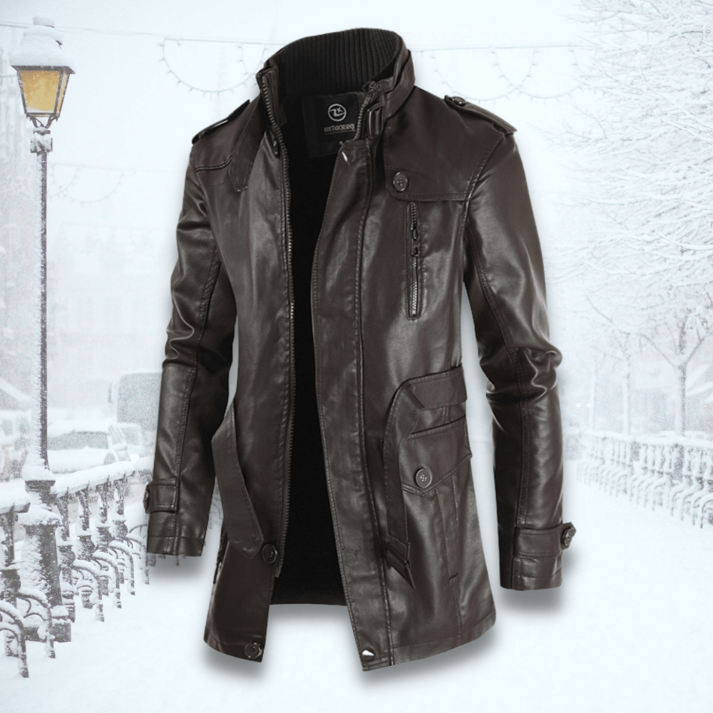 Veste Cuir Verni avec Col Relevé pour Homme | Parfaite pour Le Printemps