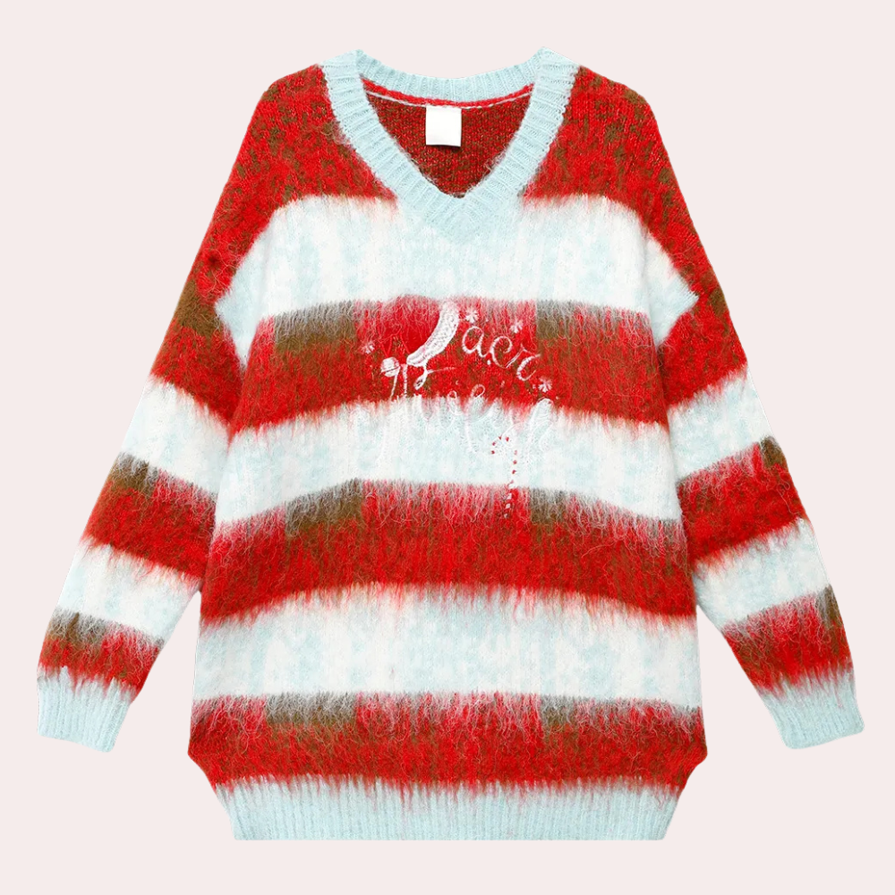 NIANA - Pull à Rayures Noël pour Femmes
