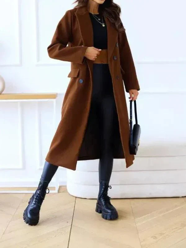 Manteau Femme Élégant Long Manches Complètes pour Hiver