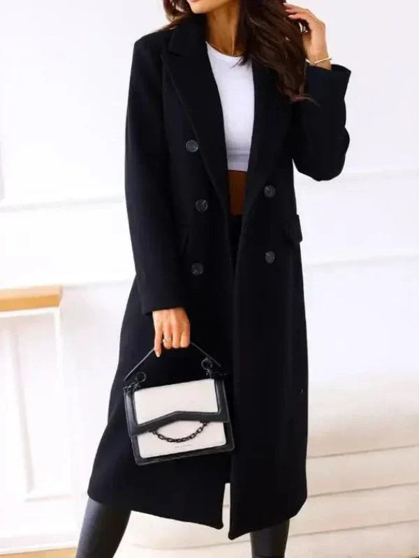 Manteau Femme Élégant Long Manches Complètes pour Hiver - LuxeStyle