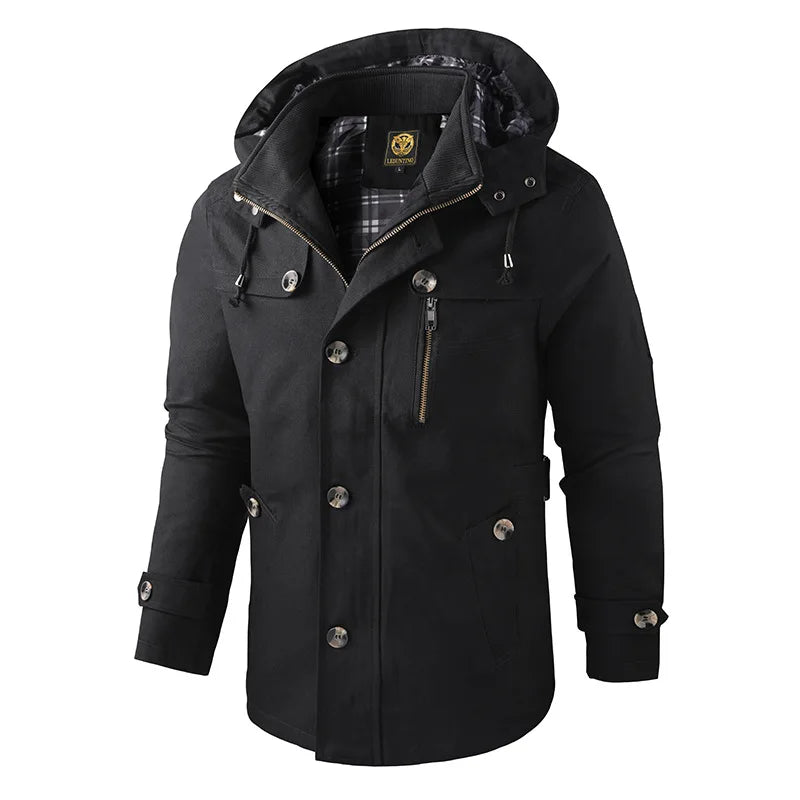 Veste Hivernale Équipée de Capuche et Fermeture Éclair pour Homme