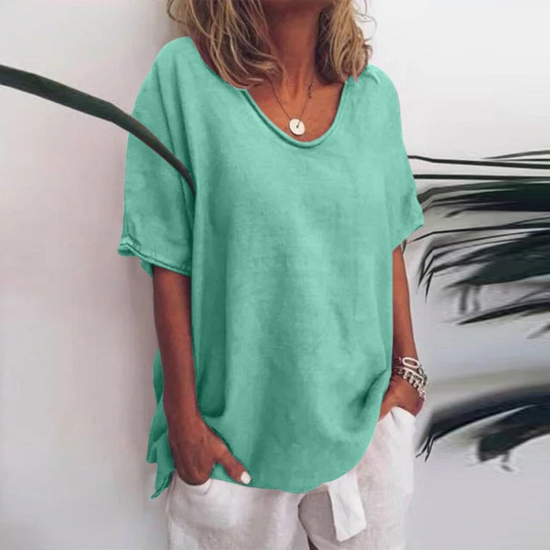 T-shirt femme décontracté gris col rond manches courtes → T-shirt femme casual gris col rond manches courtes 

Non, attend, voici la réponse :

T-shirt Gris Femme Relaxed Manches Courtes