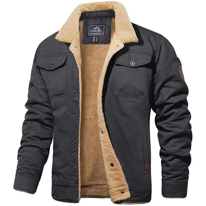 Veste Homme Hivernale Fourrée Noire Élégante
