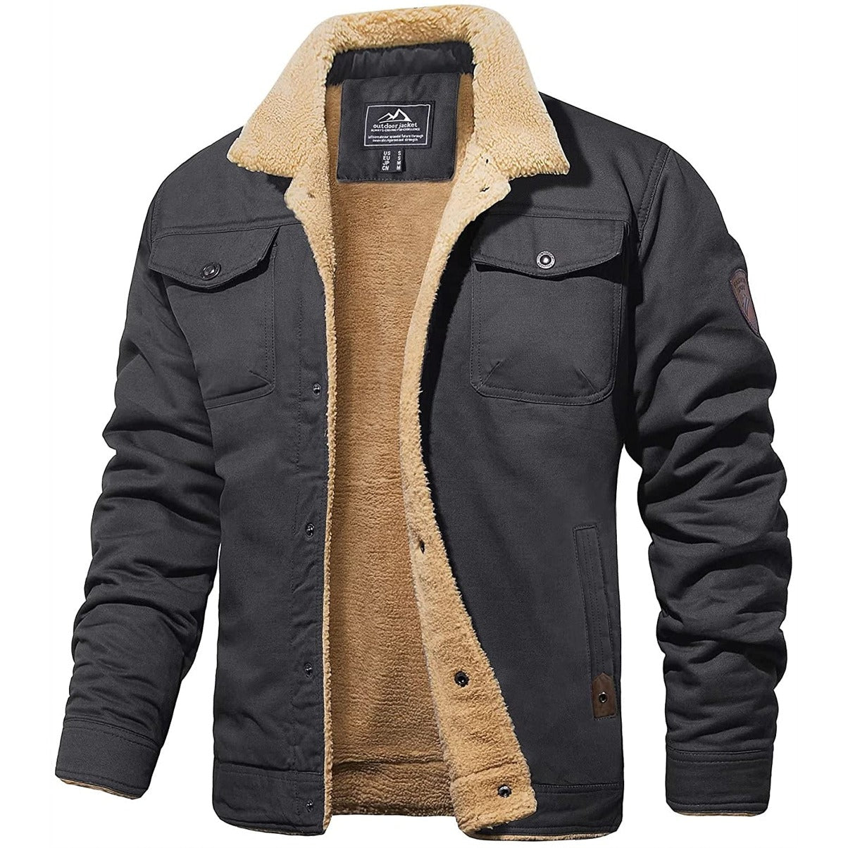 Veste Hiver Homme Élégant - Blouson Douillet avec Doublure Polaire & Col en Fausse Fourrure