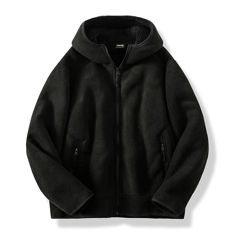 Veste Hiver Homme à Capuche Zippé Noir Matelassé