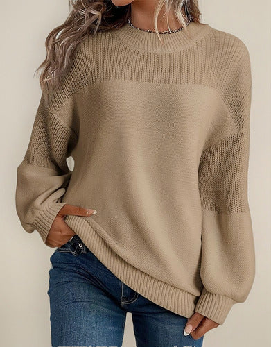 Pull Femme Élégant Manches Bouffantes Floral Automne