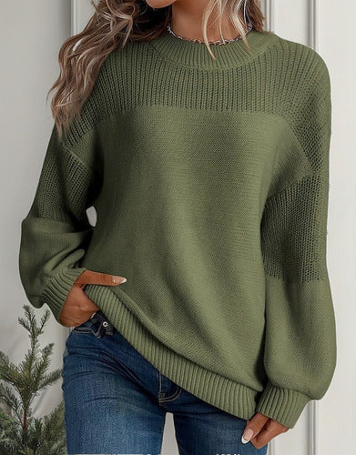 Pull Femme Élégant Manches Bouffantes Floral Automne - LuxeStyle