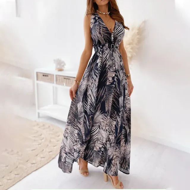 Robe Longue Élégante Fleurs pour Femme - LuxeStyle