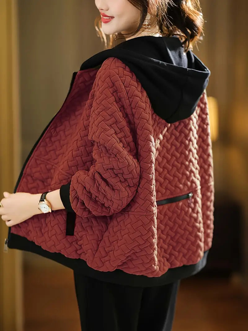 Veste En Maille Élégante avec Capuche pour Femme