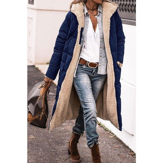Manteau Femme Hiver Élégant – Parka Réversible Douillet avec Capuche et Manches Longues - LuxeStyle