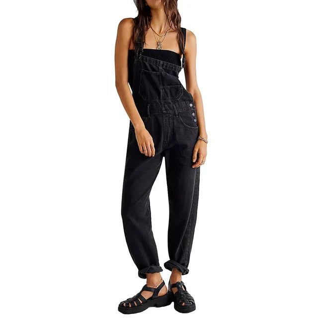 Salopette Jean Femme Décontractée Avec Poches