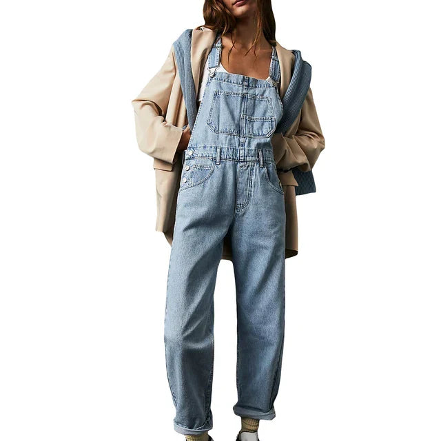 Salopette Jean Femme Décontractée Avec Poches