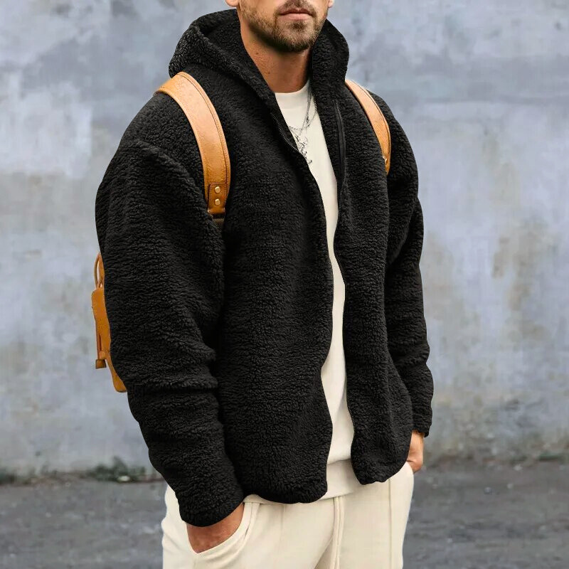 Veste Polaire Douillet Homme - Fleece Élégant avec Capuche, Fermeture Éclair & Poches Cachées