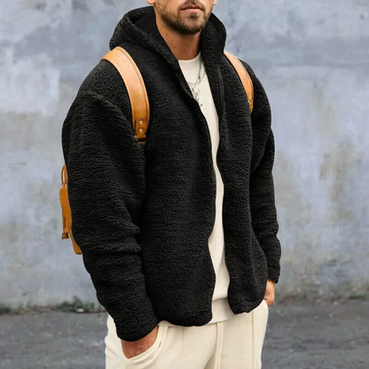 Veste Polaire Douillet Homme - Fleece Élégant avec Capuche, Fermeture Éclair & Poches Cachées