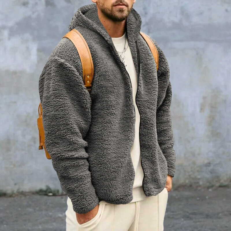 Veste Polaire Douillet Homme - Fleece Élégant avec Capuche, Fermeture Éclair & Poches Cachées