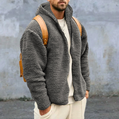 Veste Polaire Douillet Homme - Fleece Élégant avec Capuche, Fermeture Éclair & Poches Cachées