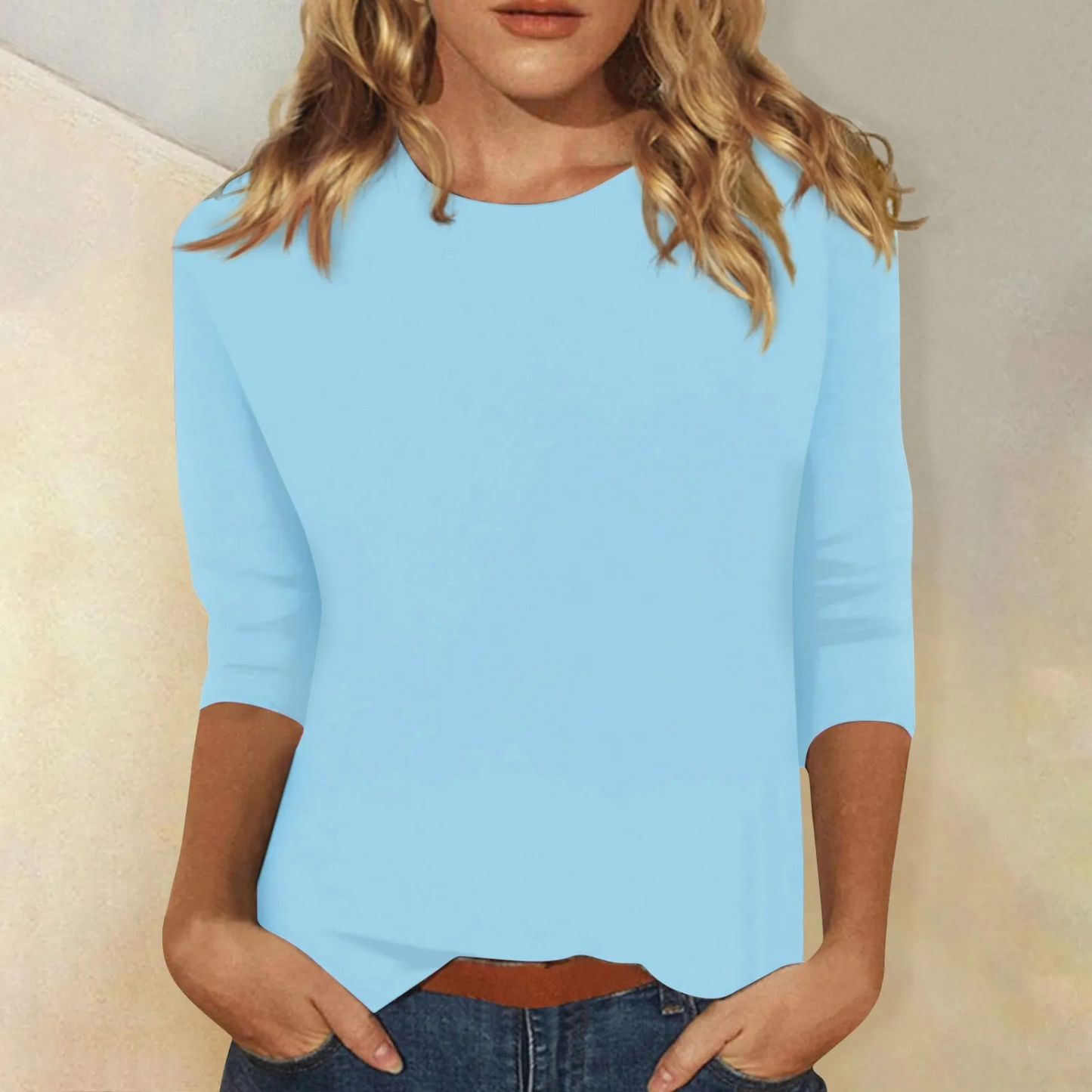 T-shirt Femme Manches Longues Col Rond Polyvalent