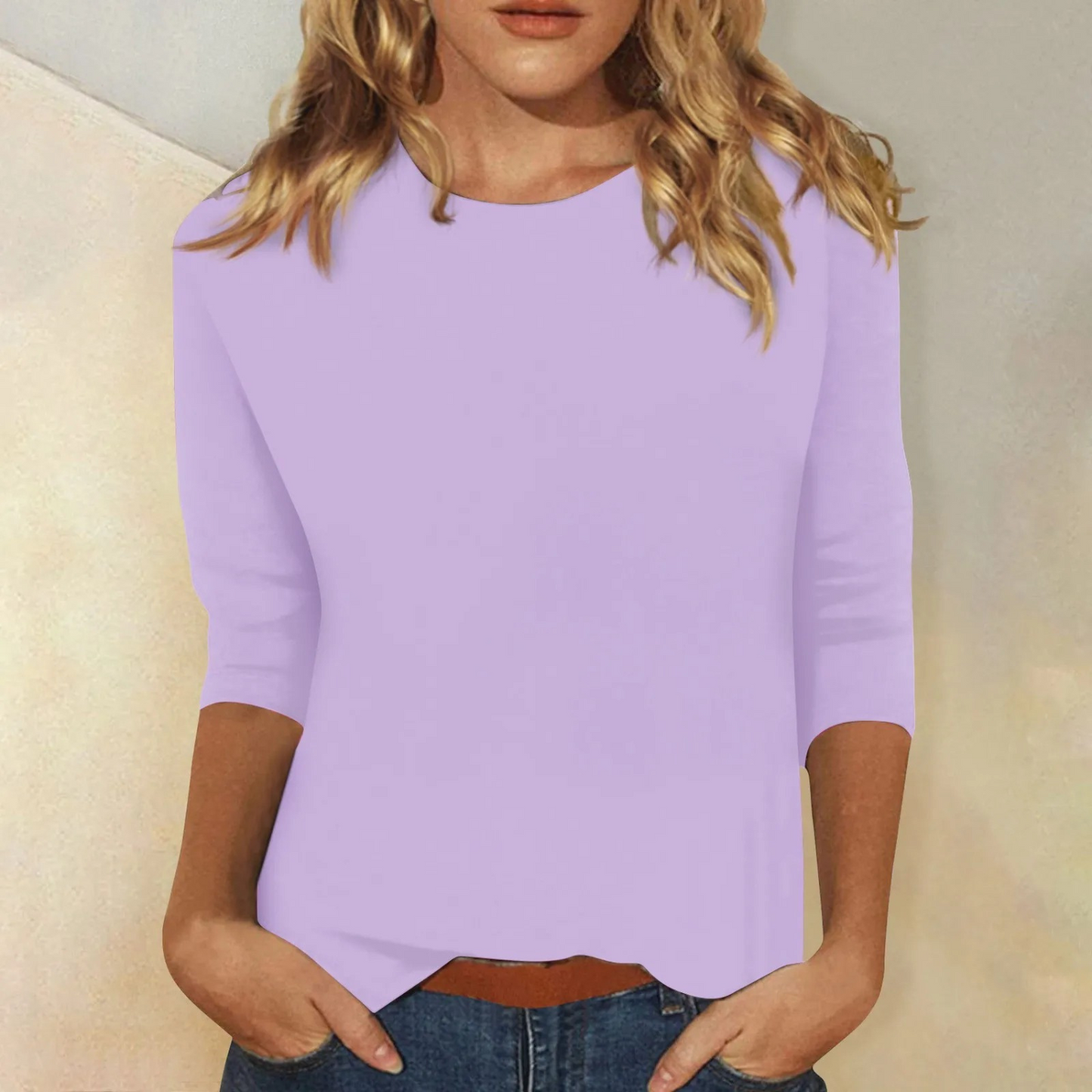 T-shirt Femme Manches Longues Col Rond Polyvalent