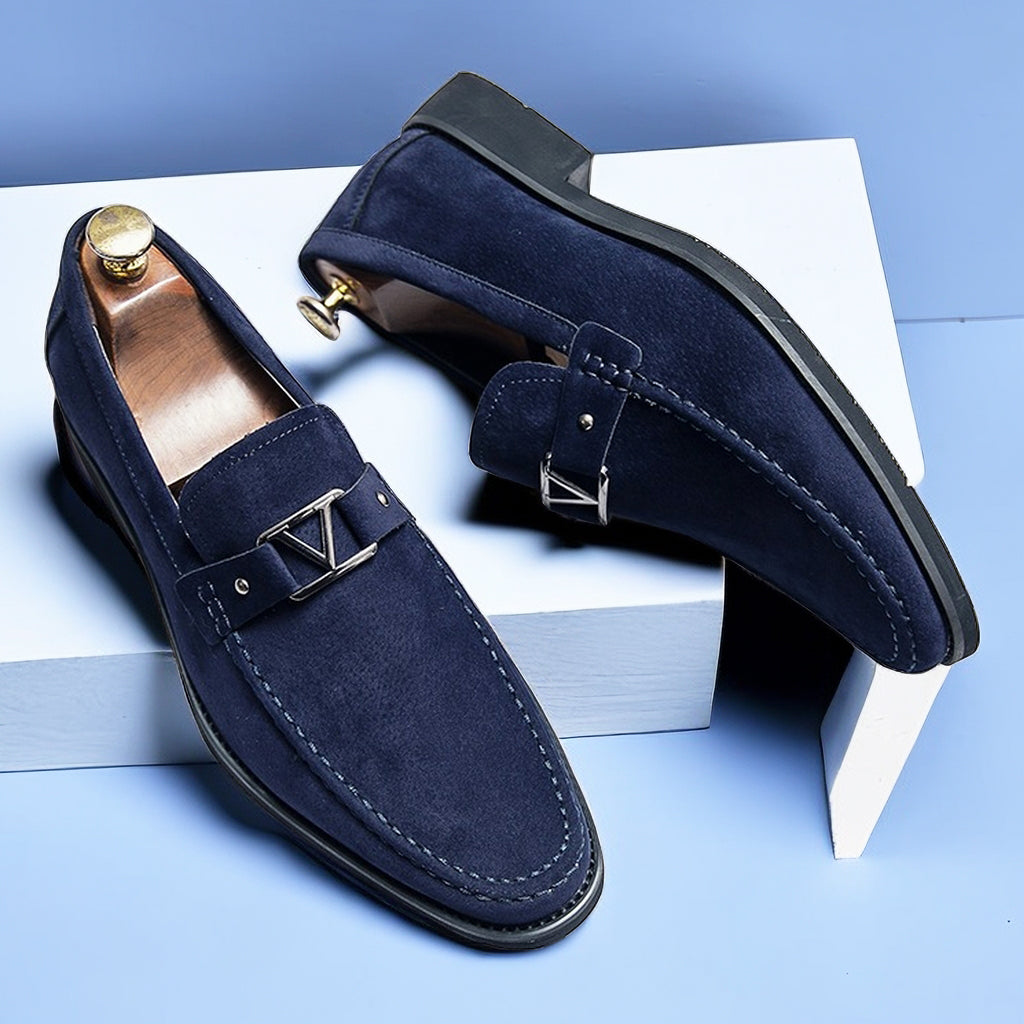 Chaussures Décontractées en Cuir Marine pour Homme - LuxeStyle