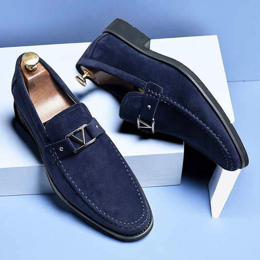 Chaussures Décontractées en Cuir Marine pour Homme - LuxeStyle