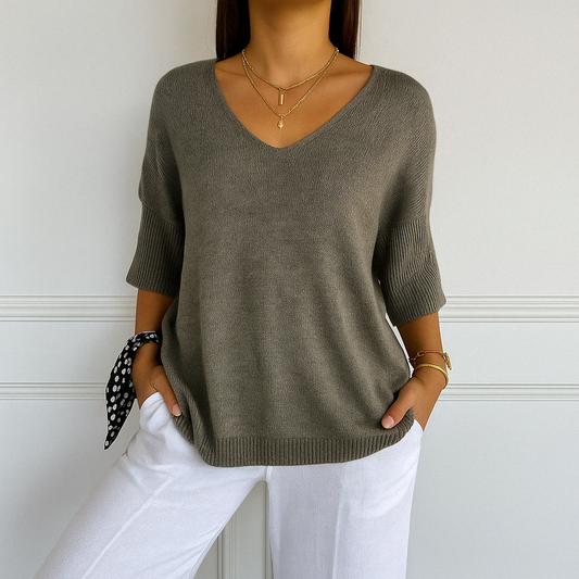 Pull Col V Féminin - Maille Légère, Confortable & Chic pour Femmes - LuxeStyle