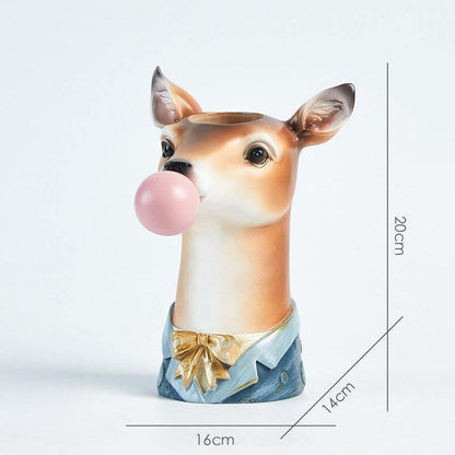 Vase Floral Coloré avec Animaux Amusants