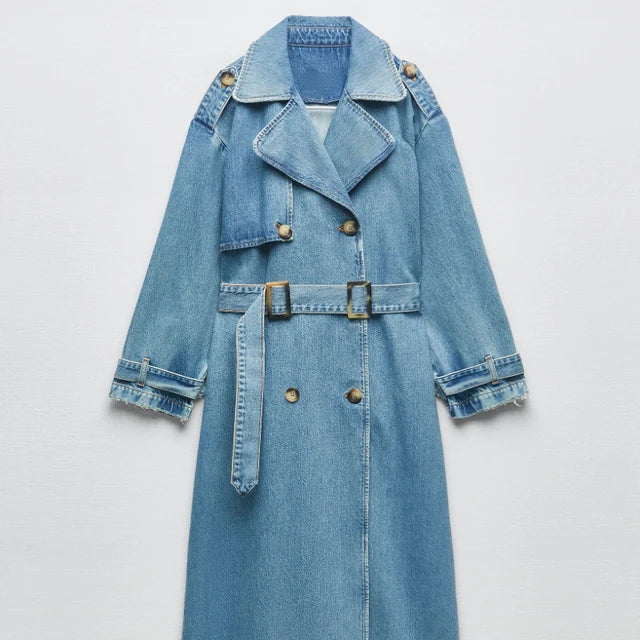 Manteau Long Femme Élégant avec Ceinture pour Automne