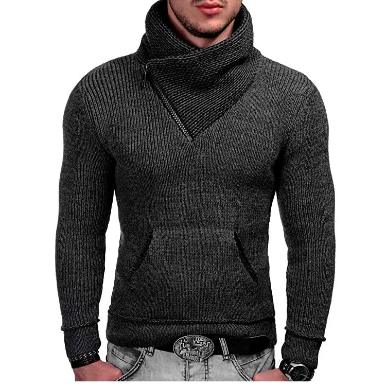Pull Col Zippé Élégant Pour Homme