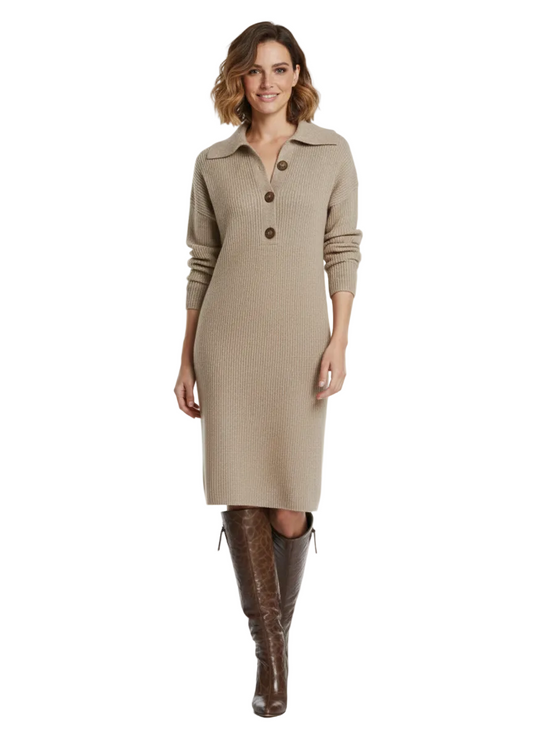 Robe Femme Élégante au Col Boutonné pour Tous les Jours - LuxeStyle