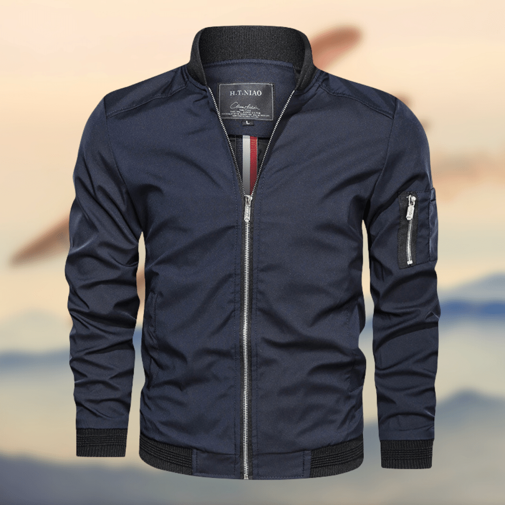 Blouson aviateur élégant avec poche zippée sur le bras