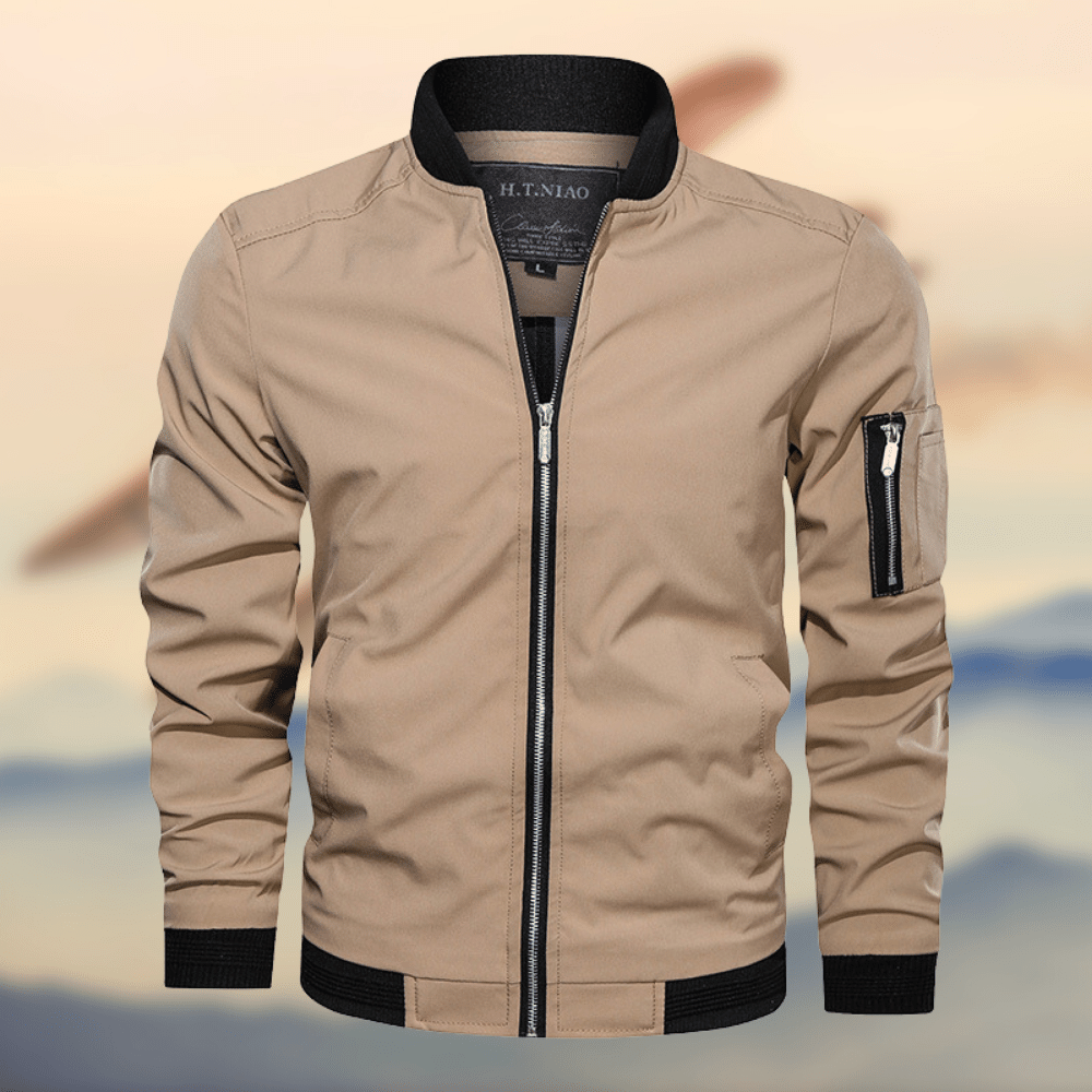 Blouson aviateur élégant avec poche zippée sur le bras