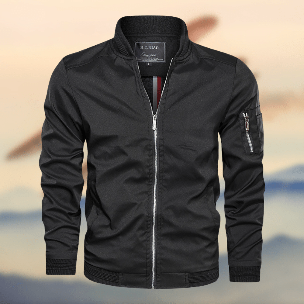 Blouson aviateur élégant avec poche zippée sur le bras - LuxeStyle