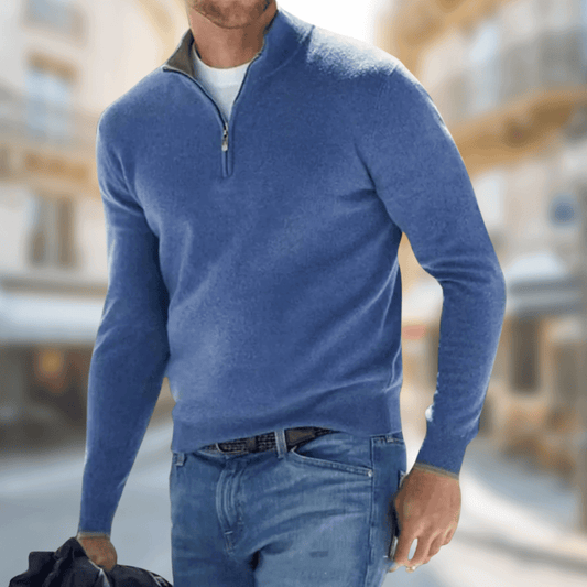 Pull Homme Marine à Fermeture Éclair - LuxeStyle