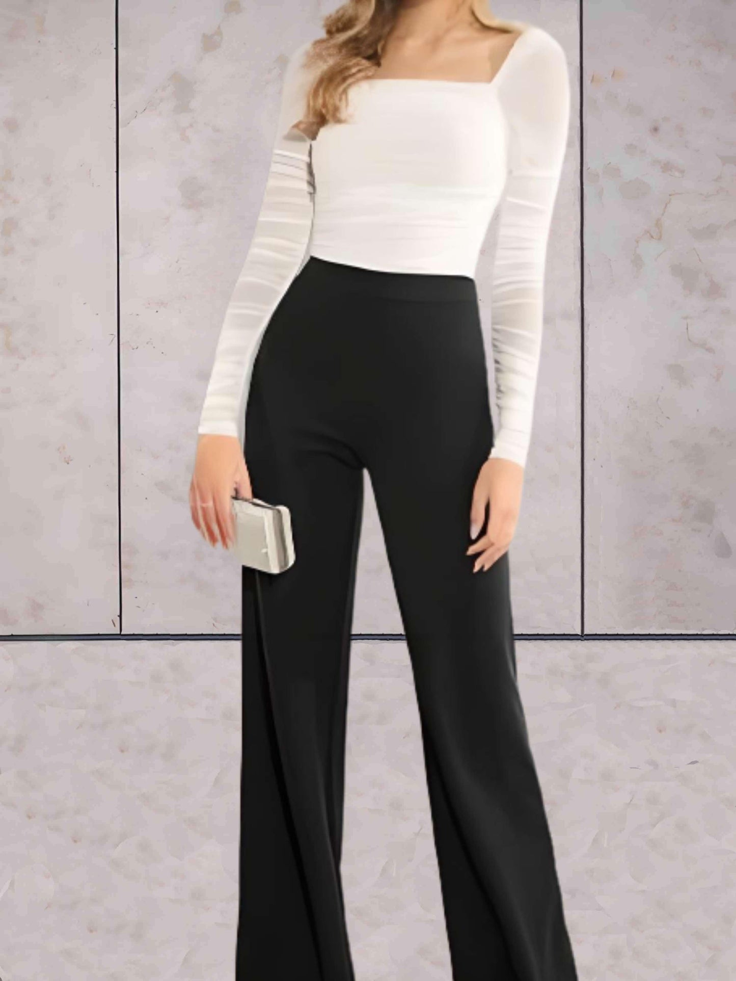 Pantalon Élégant à Taille Élevée pour Femmes