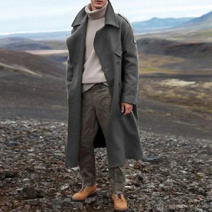 Manteau Homme Long Élégant -Taille Relâchée & Fermeture Éclair Sécurisée - LuxeStyle