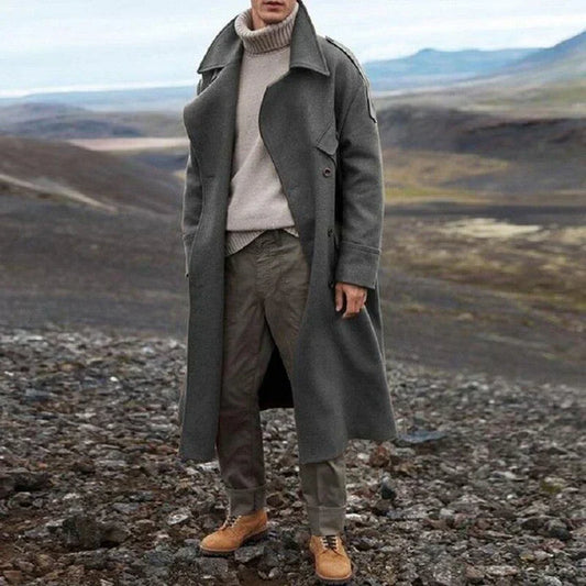 Manteau Homme Long Élégant -Taille Relâchée & Fermeture Éclair Sécurisée - LuxeStyle