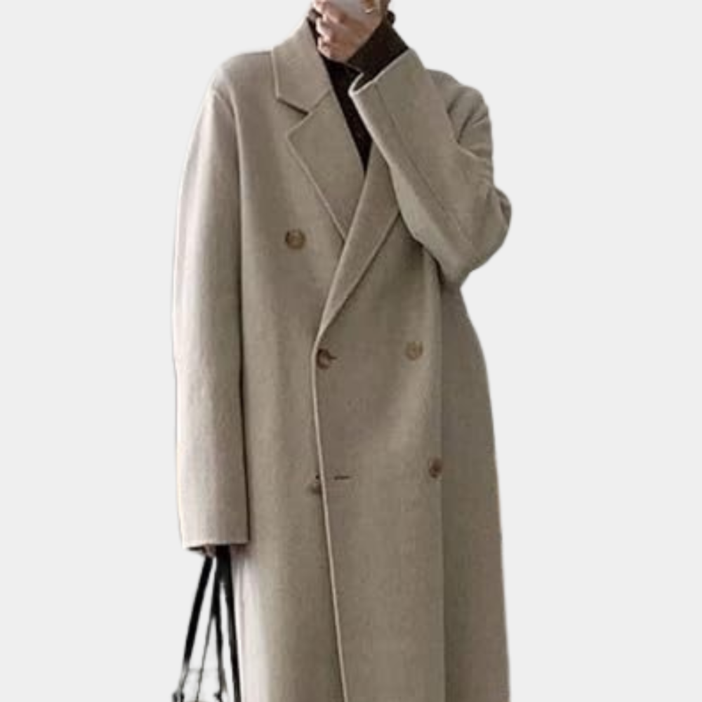 Manteau Femme Long Élégant avec Doublure Polaire et Fermeture Double - LuxeStyle