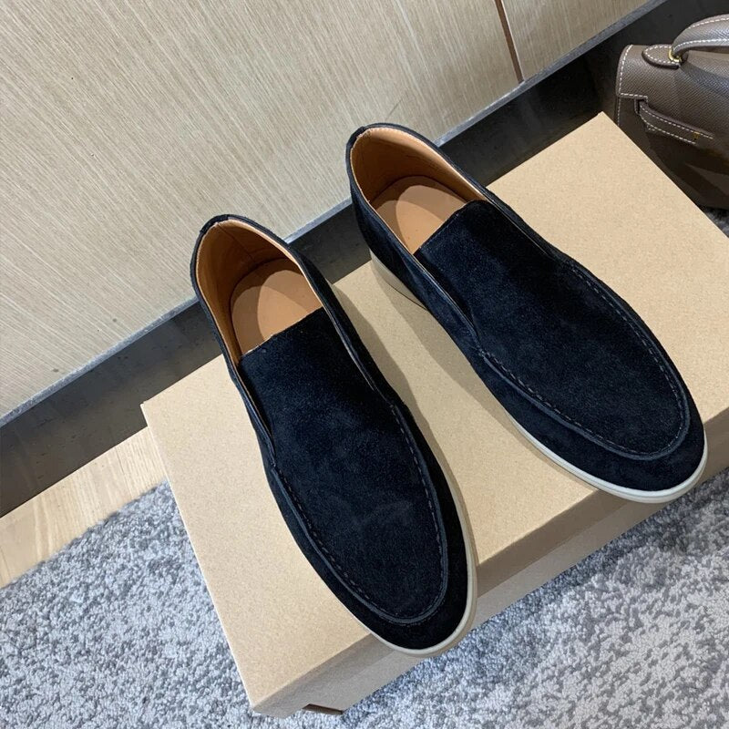 Bottines en cuir bleu nuit pour homme avec semelle crème