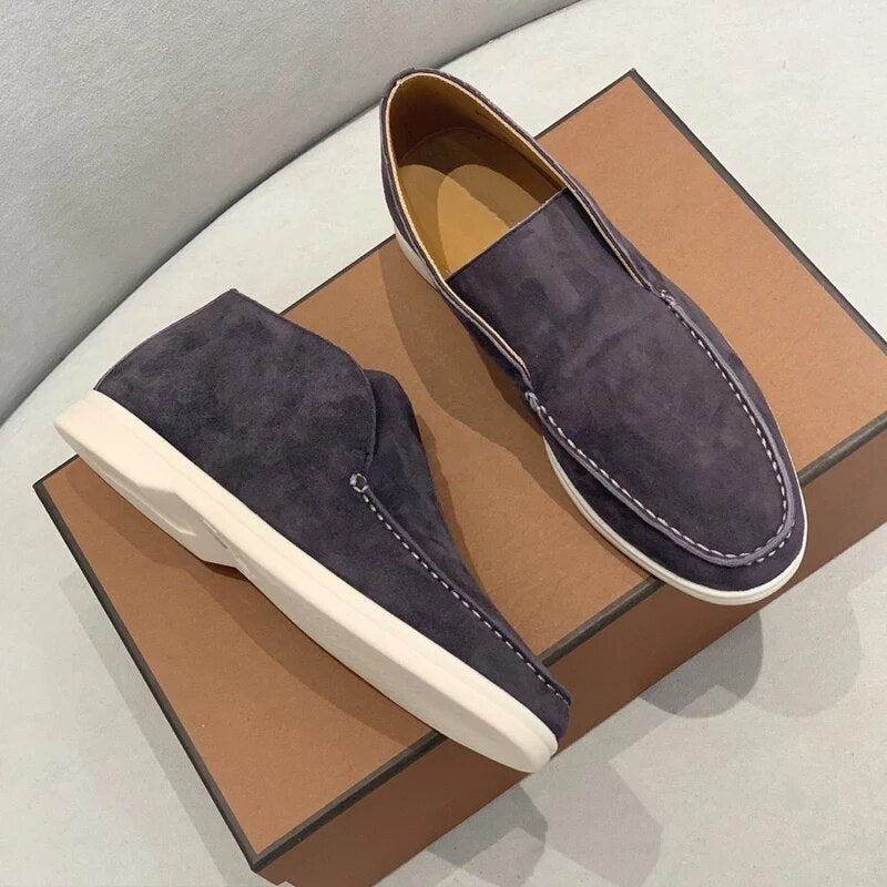 Bottines en cuir bleu nuit pour homme avec semelle crème