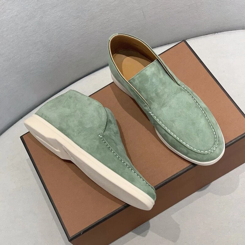 Bottines en cuir bleu nuit pour homme avec semelle crème