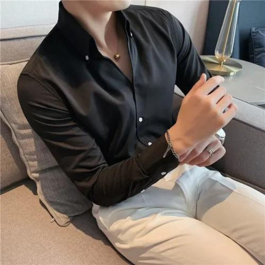 Chemise Homme Élégante Manches Longues pour Travail et Détente