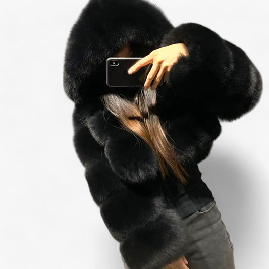 Manteau Chic à Capuche Longues Manches Éclair - LuxeStyle