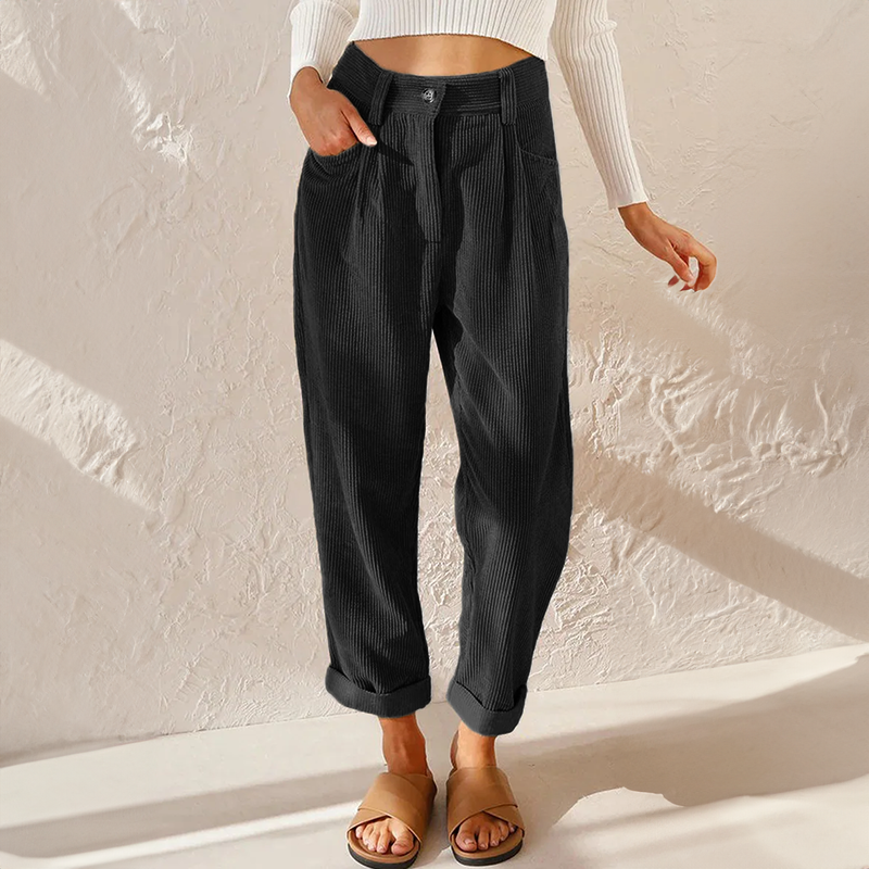 Pantalon Femme Velours Doux Taille Élégante & Jambes Larges
