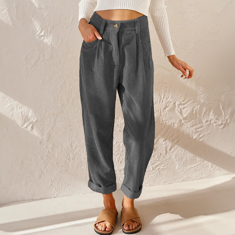 Pantalon Velours Confort Femme Bureau - LuxeStyle