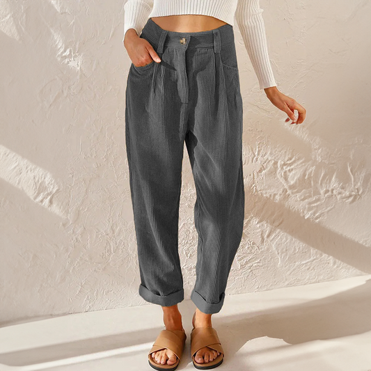 Pantalon Velours Confort Femme Bureau - LuxeStyle