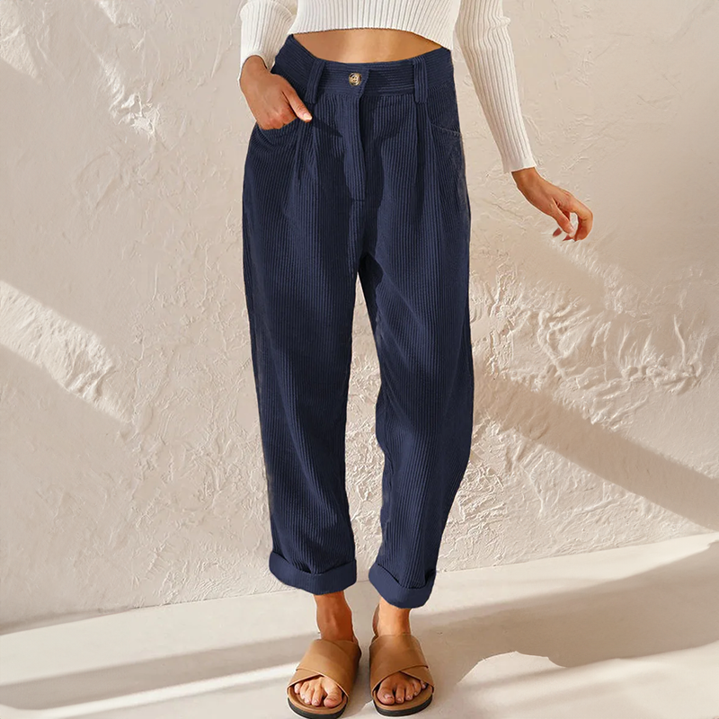 Pantalon Femme Velours Doux Taille Élégante & Jambes Larges