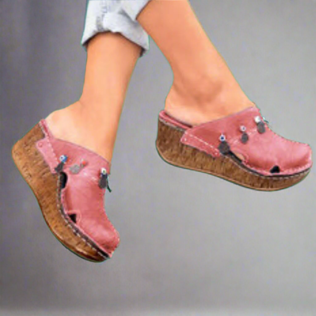 Chaussures plates en cuir rose pour femme élégante - LuxeStyle